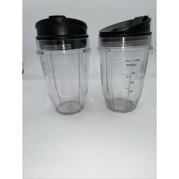 Nutri Ninja Auto-iQ Blender single serve travel cups & lids SET 2 part BL494 - Picture 1 of 5